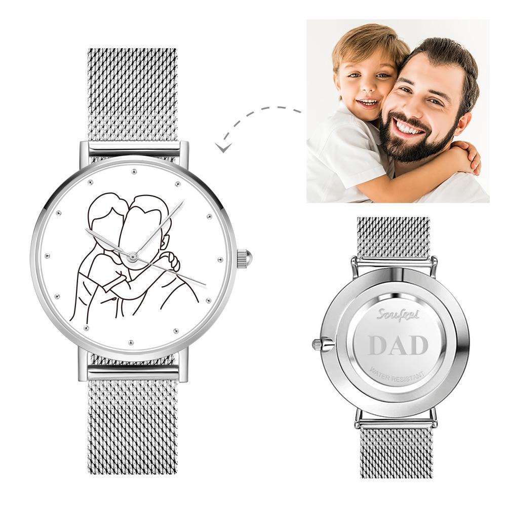 Custom Photo Watch 36mm Engraved Alloy Bracelet Gift Father's Day Gift For Dad - soufeelmy