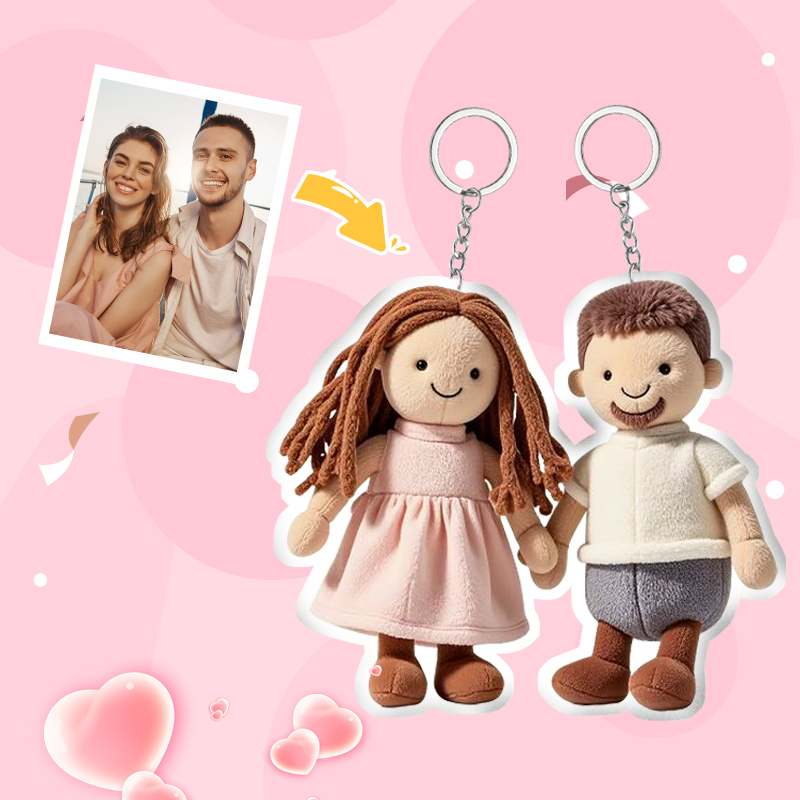 Personalized Photo Plush Doll Keychain Mini Me Plush Keychain Gifts for Boyfriend