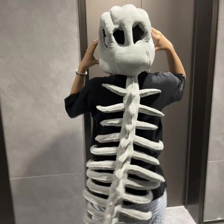 Funny Dinosaur Skeleton Plush Toy Costume Creative Dino Head Plush Dress-Up Doll Cute Gift - soufeelmy