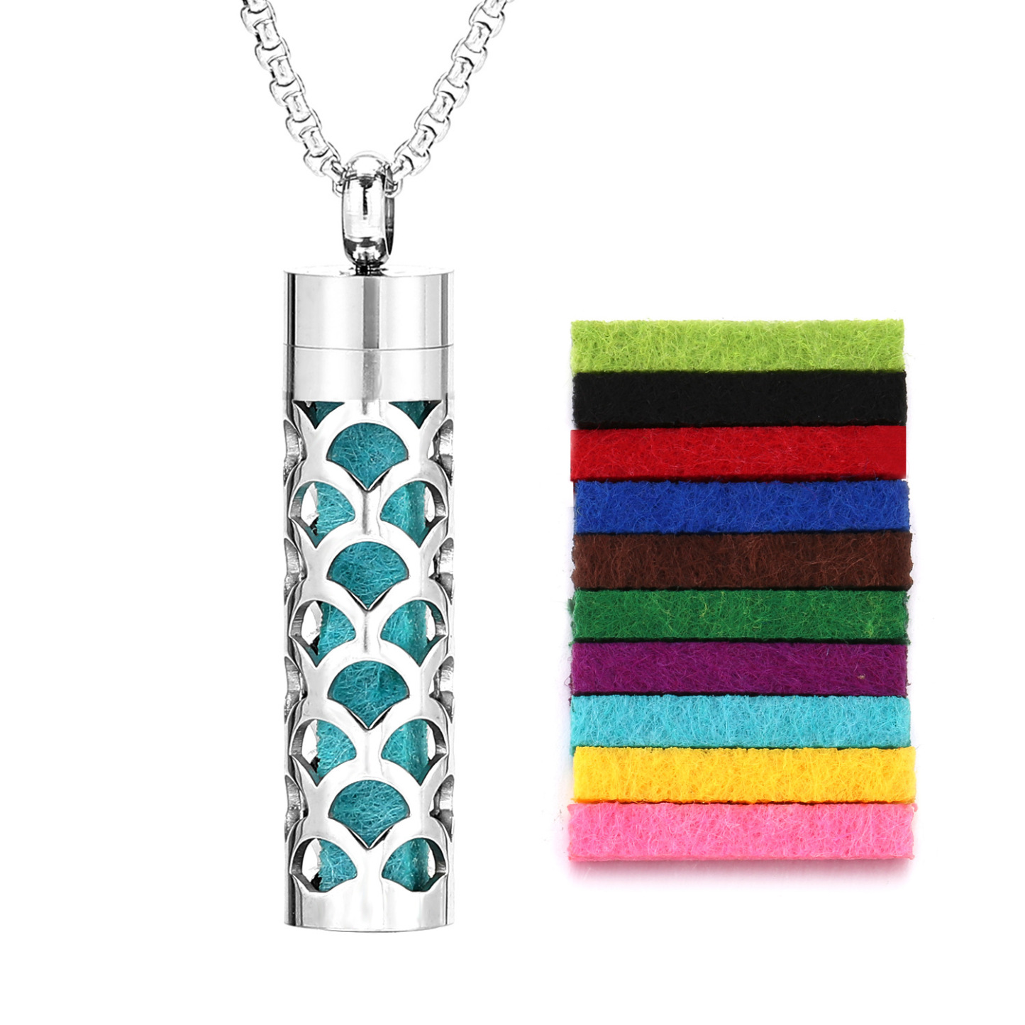 Perfume Diffuser Necklace Essential Oil Aromatherapy Stainless Steel Necklace Vertical Fragrance Pendant Necklace - soufeelmy
