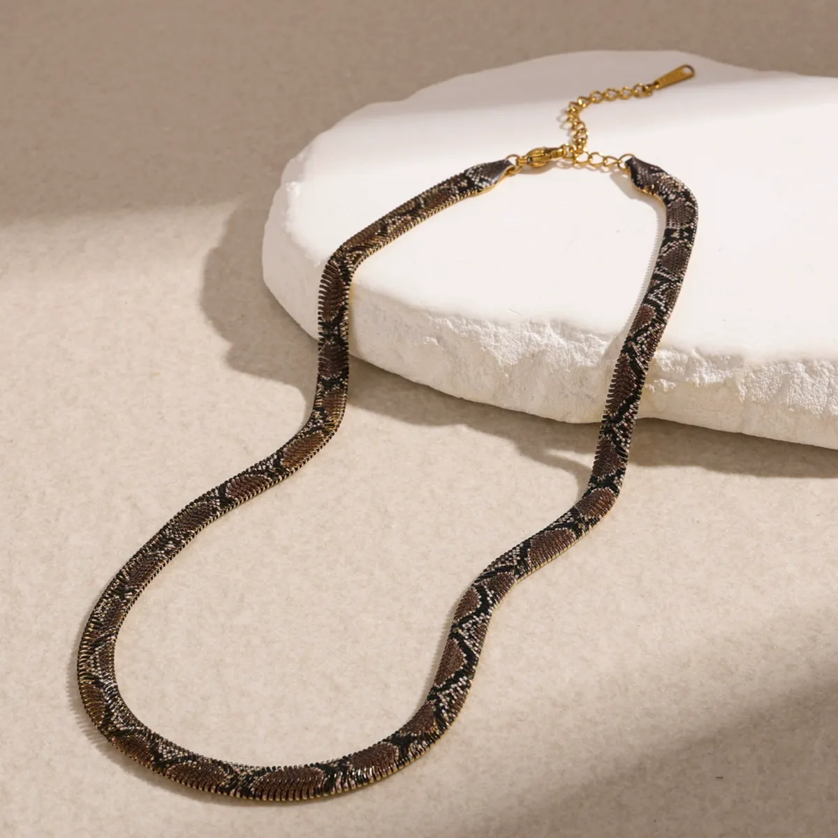 Snake Print Chain Necklace Stylish Animal Pattern Statement Jewelry Trendy Necklace Gift For Her - soufeelmy