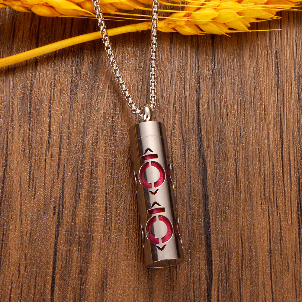 Perfume Diffuser Necklace Essential Oil Aromatherapy Stainless Steel Necklace Vertical Fragrance Pendant Necklace - soufeelmy