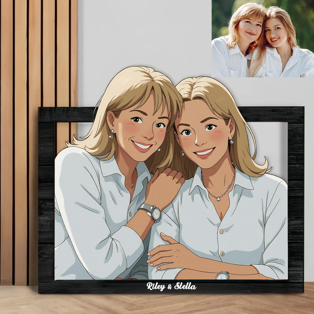 Custom Gibli-Style 3D Photo Wooden Frame Sign Gift for Him - soufeelmy
