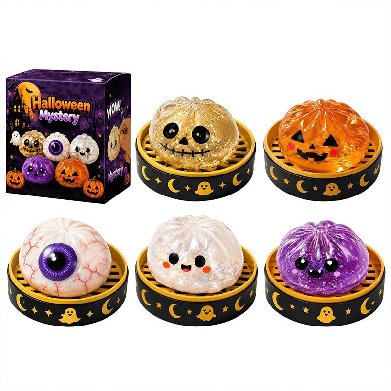Halloween Ghost Squeeze Toys Gift Set - Stress Relief Pinch & Vent Toys Halloween Dumpling Squeeze Squishy Toy - soufeelmy