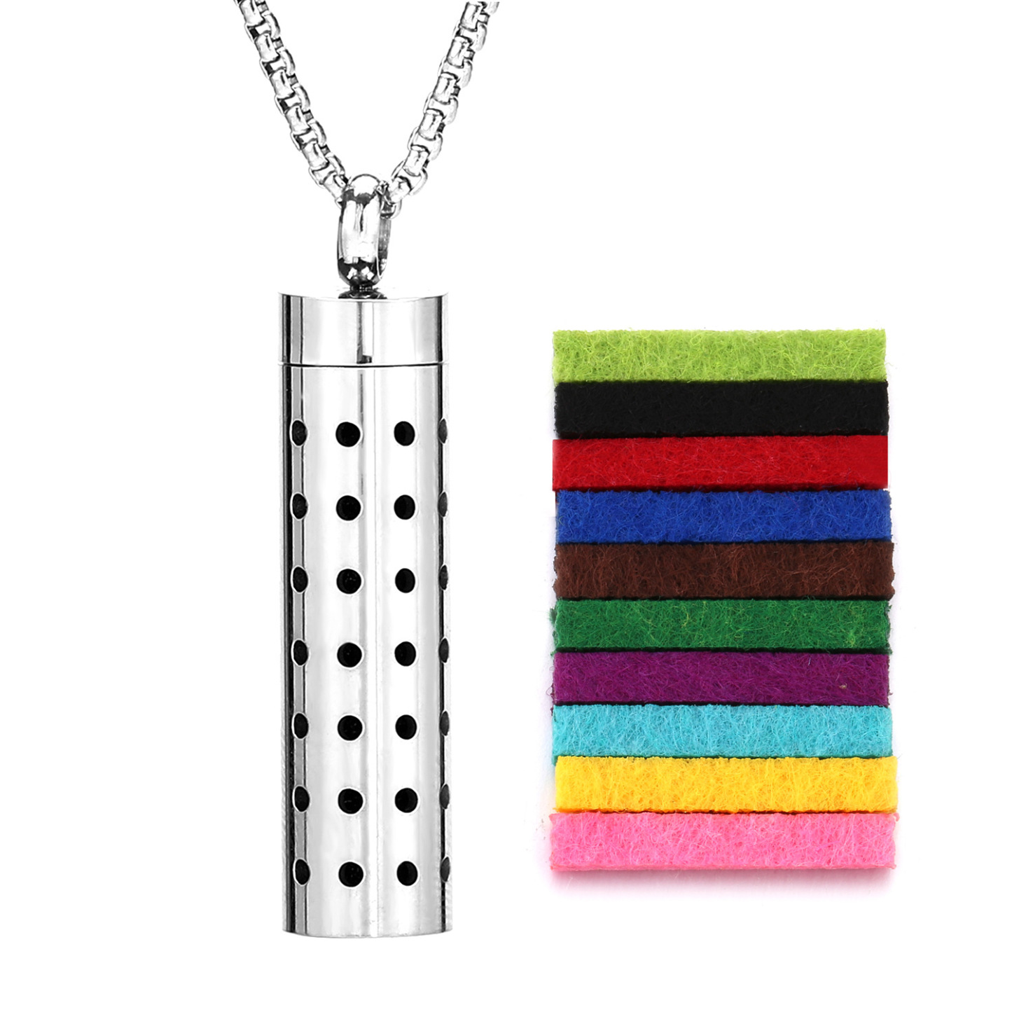 Perfume Diffuser Necklace Essential Oil Aromatherapy Stainless Steel Necklace Vertical Fragrance Pendant Necklace - soufeelmy