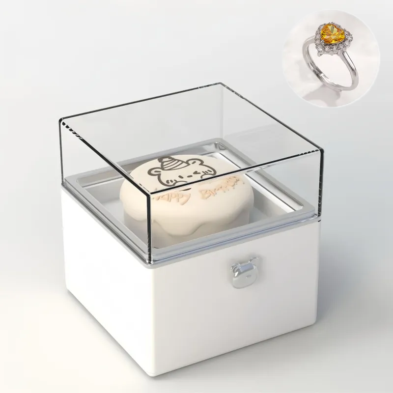 Magical Bear Cake Ring Box Surprise Gift Birthday Gift With Open Adjustable Promise Ring Gift For Lover For Her - soufeelmy