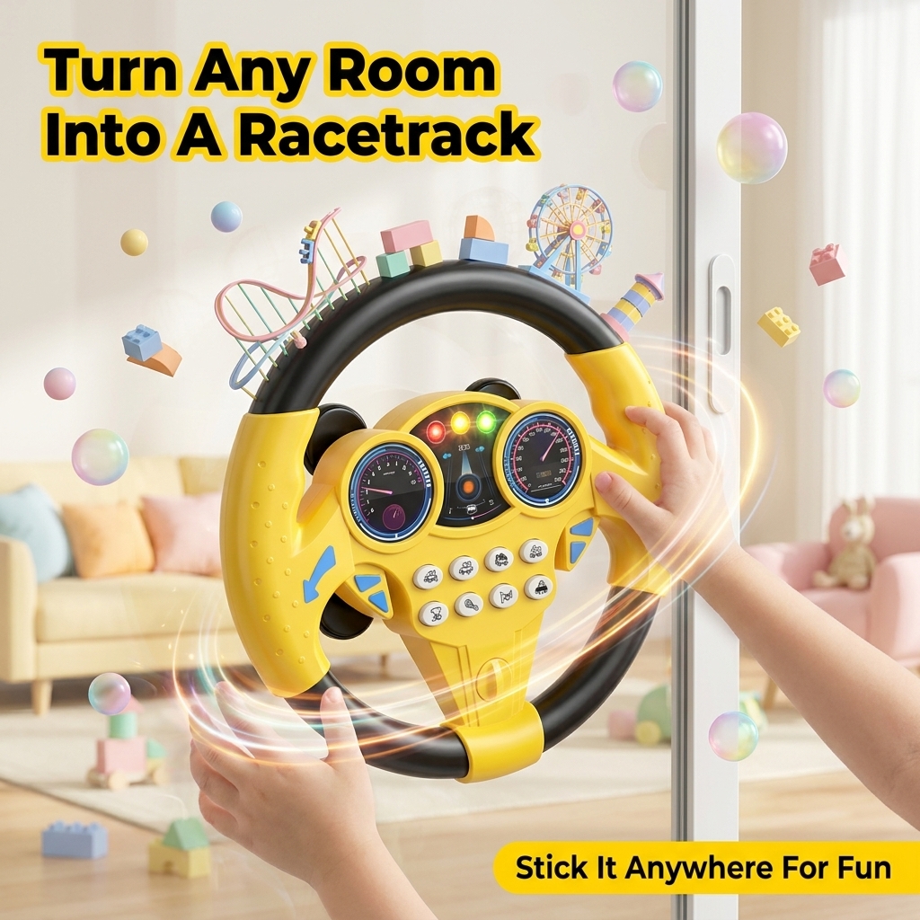 Kids Car Steering Wheel Toy – Interactive Pretend Driving Toy for Toddlers & Children - soufeelmy