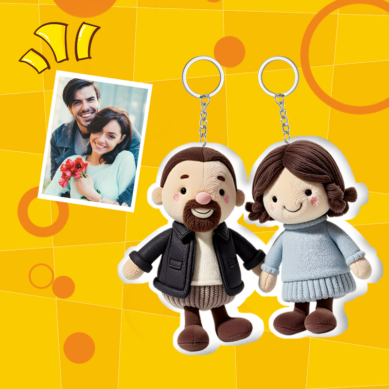 Personalized Photo Plush Doll Keychain Mini Me Plush Keychain Gifts for Boyfriend
