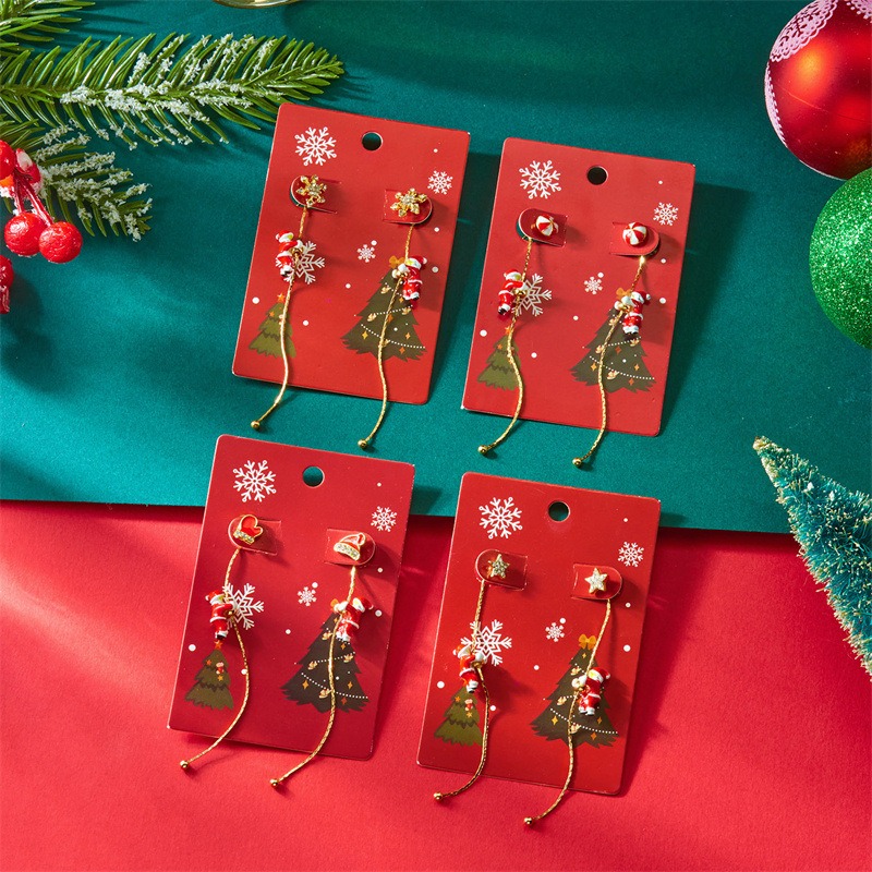 Asymmetric Santa Claus Long Earrings Climbing Santa Personalized Cartoon Christmas Gift - soufeelmy
