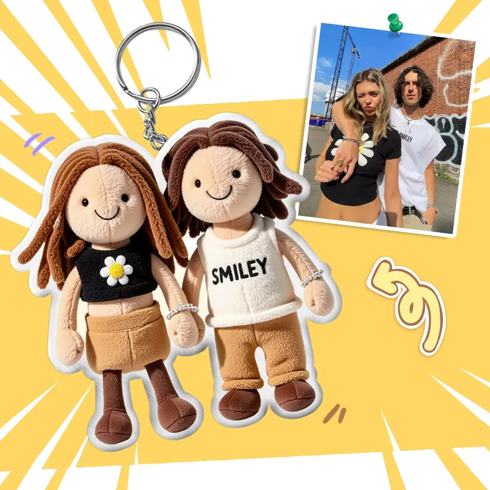Personalized Photo Plush Doll Keychain Mini Me Plush Keychain Gifts for Boyfriend