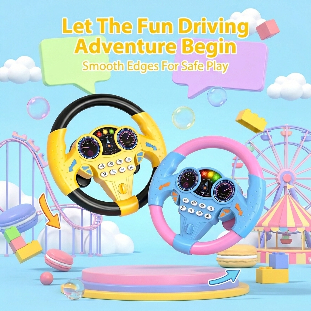 Kids Car Steering Wheel Toy – Interactive Pretend Driving Toy for Toddlers & Children - soufeelmy