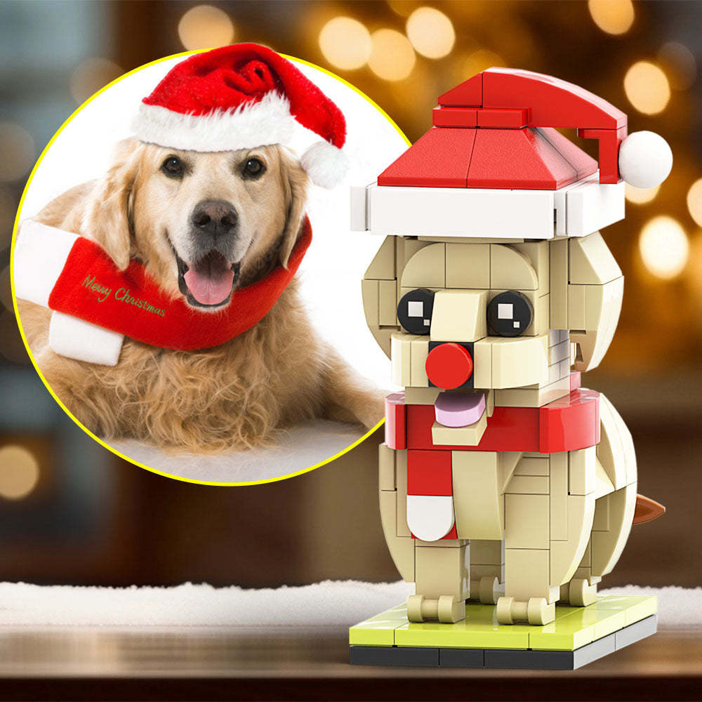 Christmas Detailed Golden Retriever Fully Body Puppy Customizable Golden Retriever 1 Dog Photo Custom Brick Figures Small Particle Block Brick Me Figures Customized Golden Retriever Only - soufeelmy