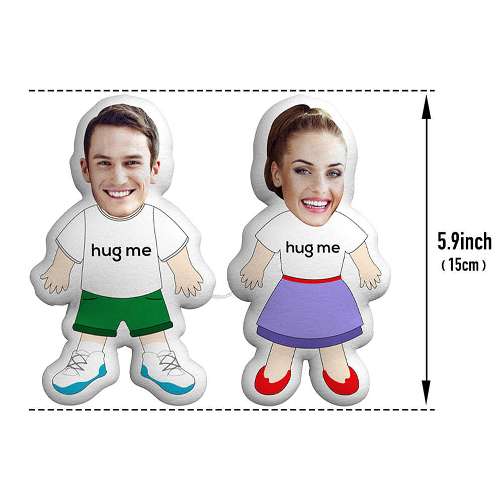Custom Face Photo Pillow Couple Toy Plush Doll Link with a Line - soufeelmy