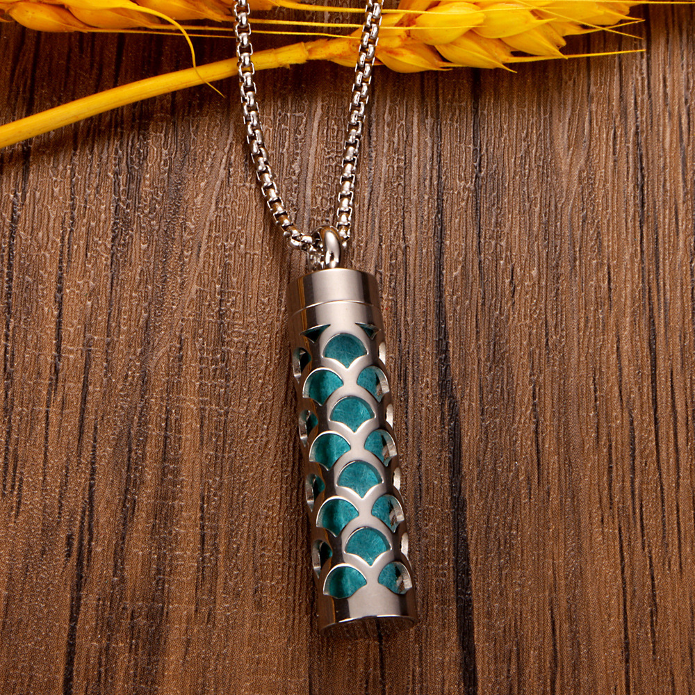Perfume Diffuser Necklace Essential Oil Aromatherapy Stainless Steel Necklace Vertical Fragrance Pendant Necklace - soufeelmy
