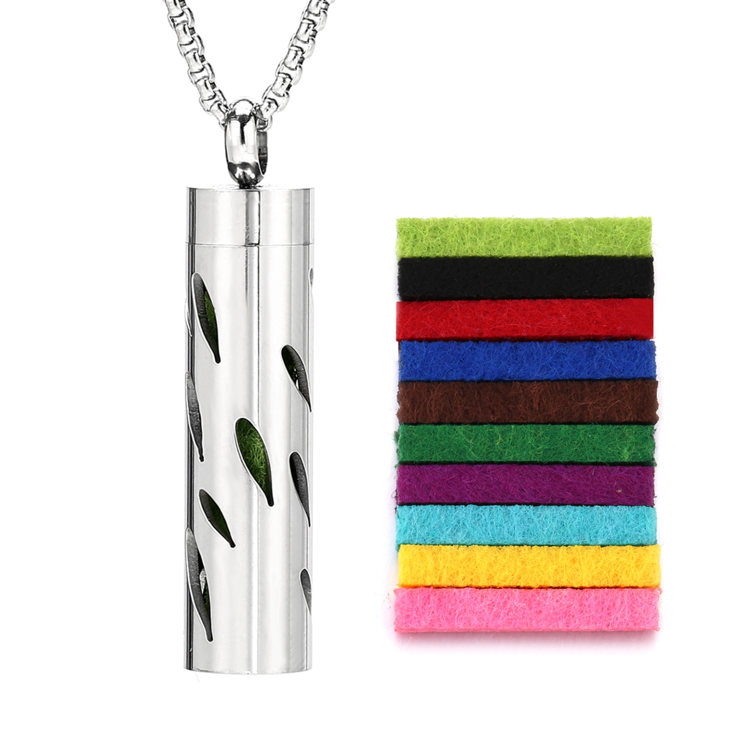 Perfume Diffuser Necklace Essential Oil Aromatherapy Stainless Steel Necklace Vertical Fragrance Pendant Necklace - soufeelmy
