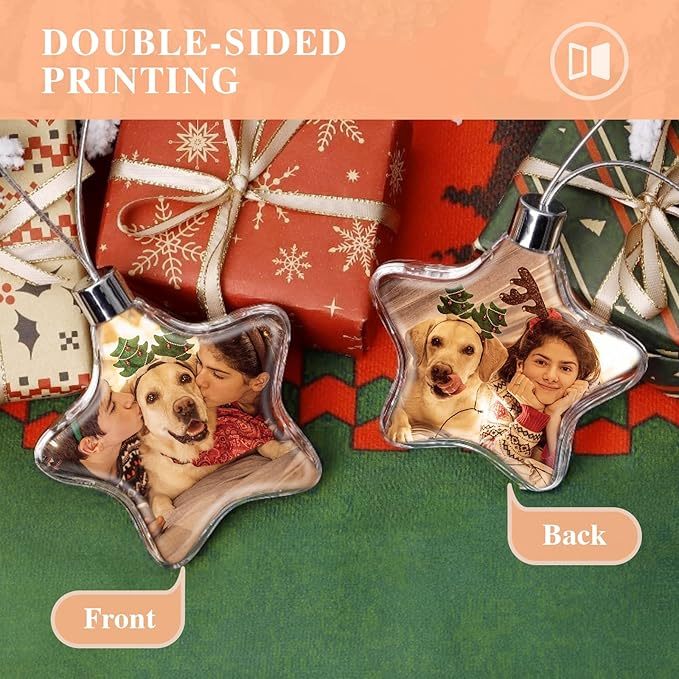 Personalized Photo Ball Christmas Ornaments Custom Double-Sided Picture Ornaments for Christmas Trees Christmas Decor Xmas Gifts for Mom Dad Kids Pets - soufeelmy