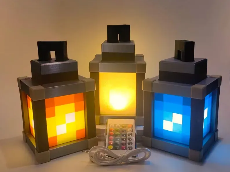 Pixelated Night Light Lantern Chargeable & Bigger- Night Lamp Birthday Gift - Kids Bedroom Decoration - Gamer Room Decor - Christmas Gift - soufeelmy