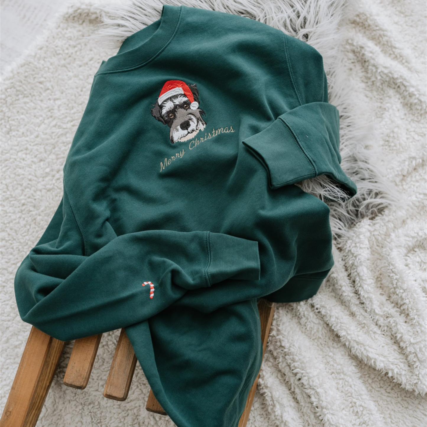 Embroidered Pet Portrait Organic Christmas Jumper Sweatshirt Hoodies - soufeelmy