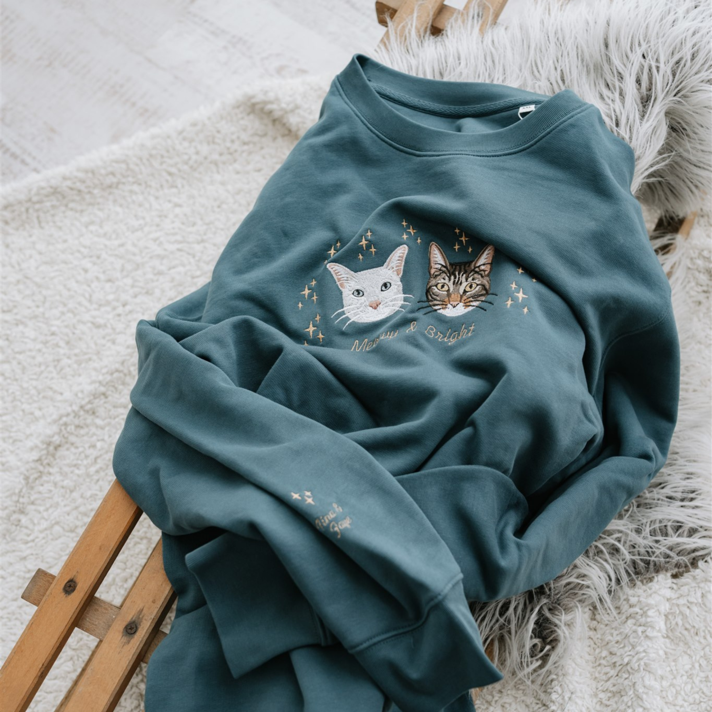 Embroidered Pet Portrait Organic Christmas Jumper Sweatshirt Hoodies - soufeelmy