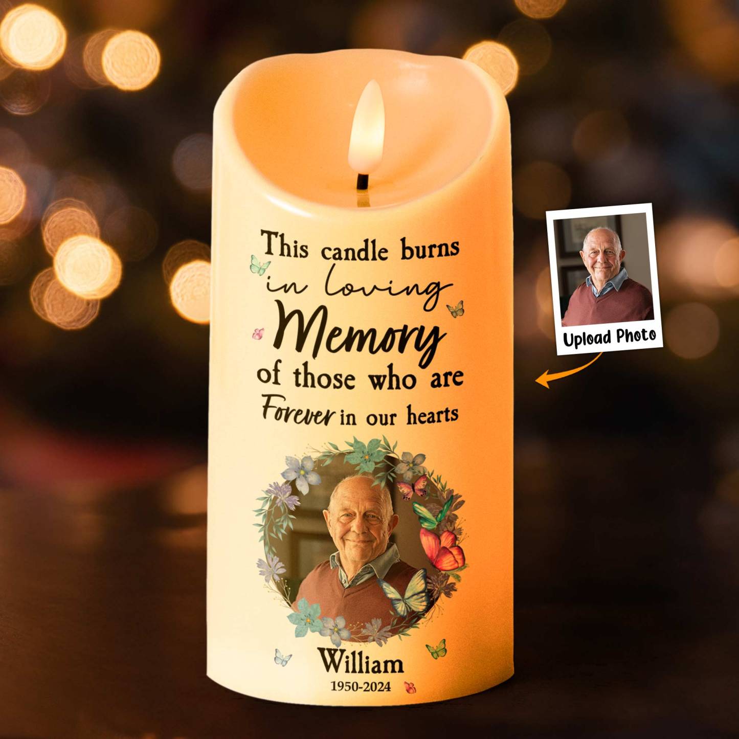 Personalized Photo LED Candle This Candle Burns In Loving Memory Memorial Gift for Grandma - soufeelmy