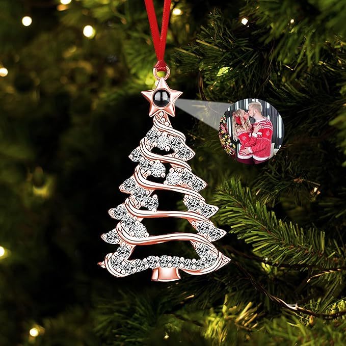 Personalized Christmas Projection Ornaments for Christmas Tree, Custom Drop Pendant Decoration with Picture Inside, Hanging Home Xmas Memorial Decoration - soufeelmy