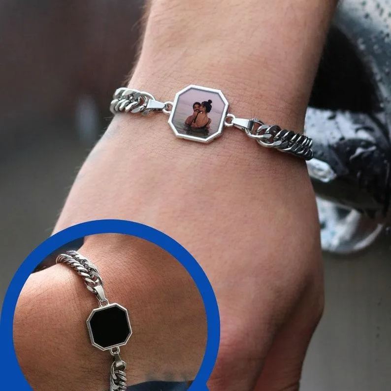 Personalized Temperature-Sensitive Photo Bracelet Magic Photo Men's Bracelet Which Changes Color With Temperature Best Gift For Him - soufeelmy