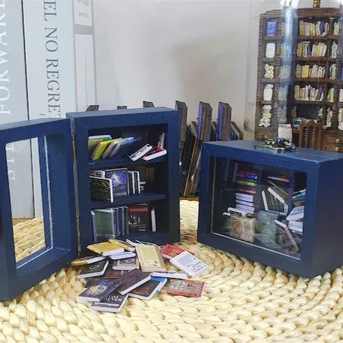 Pocket Edition Anxiety Bookcase, MINI bookcase, Miniature Landscape, Miniature Bookcase, Book Lover Gift, Study Decoration - soufeelmy