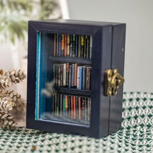 Pocket Edition Anxiety Bookcase, MINI bookcase, Miniature Landscape, Miniature Bookcase, Book Lover Gift, Study Decoration - soufeelmy