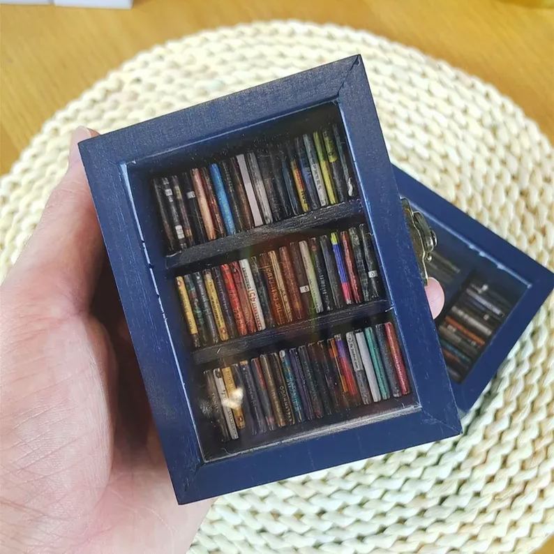 Pocket Edition Anxiety Bookcase, MINI bookcase, Miniature Landscape, Miniature Bookcase, Book Lover Gift, Study Decoration - soufeelmy