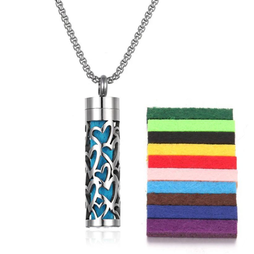 Perfume Diffuser Necklace Essential Oil Aromatherapy Stainless Steel Necklace Vertical Fragrance Pendant Necklace