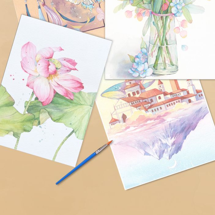 4 Sheets Watercolor Workbook Coating Book with Free Paint Set Say Goodbye to Anxiety Awaken Your Artistic Talent - soufeelmy