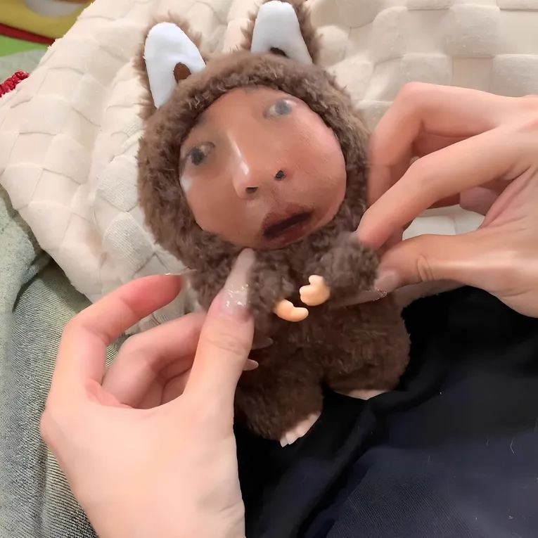 Custom Photo Keychain Doll DIY Plush Big Face Doll Pendant Prank Friend Doll Pendant - soufeelmy