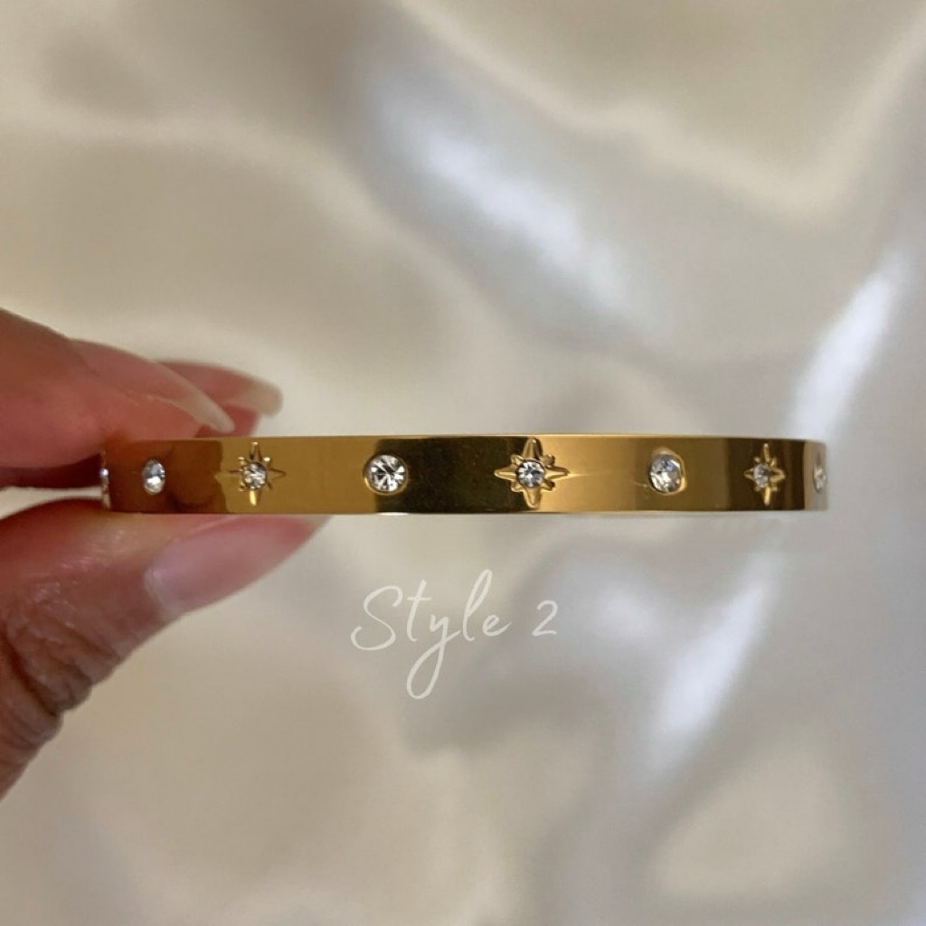 18K Gold Celestial Cuff Bracelet Set  Gold Plated Bangels Sun Stars Carved Bracelet Classic Stacking Bangles - soufeelmy