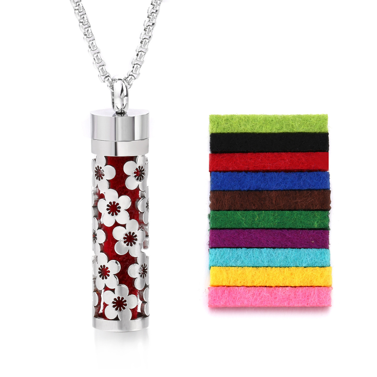 Perfume Diffuser Necklace Essential Oil Aromatherapy Stainless Steel Necklace Vertical Fragrance Pendant Necklace - soufeelmy