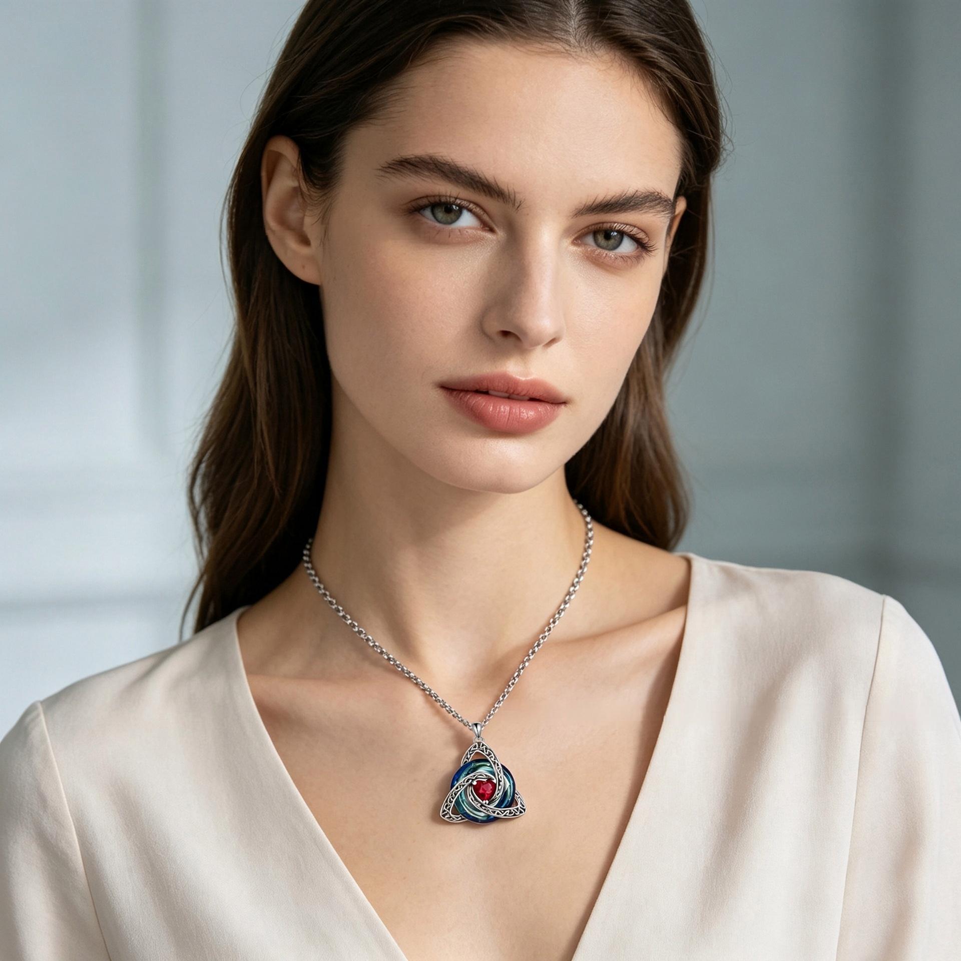 Witch Knot Birthstone Necklace Sparkling Zircon Pendant Jewelry Gift For Her - soufeelmy