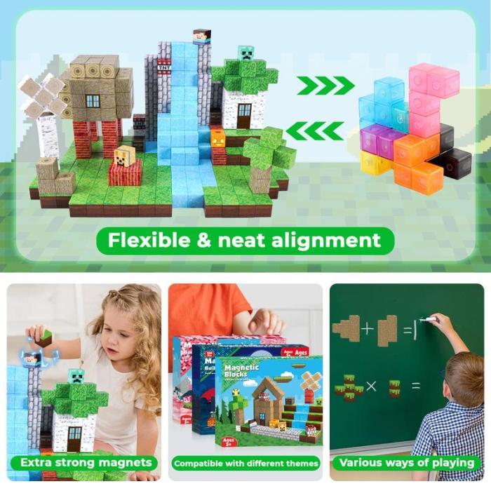 Magnetic Blocks Magnetic Building Blocks Magnetic Tiles Stacking Build Magnet Set Gift For Kids - soufeelmy