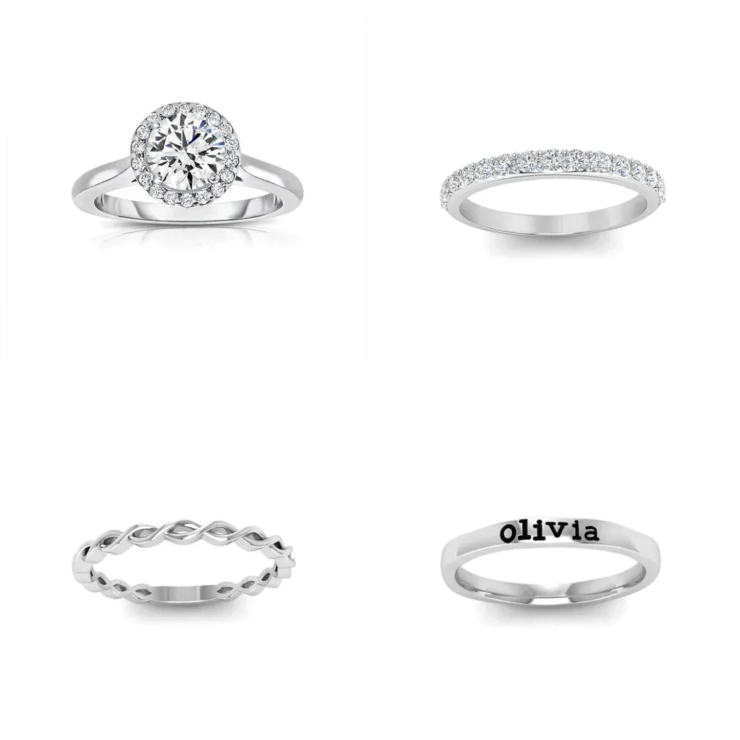 Twine Personalized Halo Engagement Ring Stack - soufeelmy
