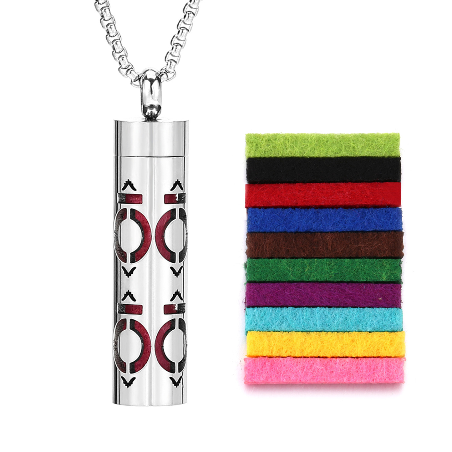Perfume Diffuser Necklace Essential Oil Aromatherapy Stainless Steel Necklace Vertical Fragrance Pendant Necklace - soufeelmy