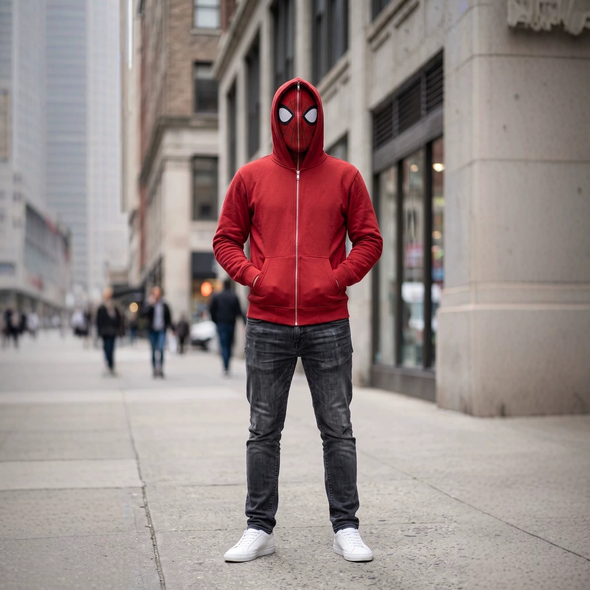 Retro Spider Graphic Zip-Up Hoodie – Oversized Double-Hood Sweatshirt, Casual Streetwear Jacket for Men & Women - soufeelmy