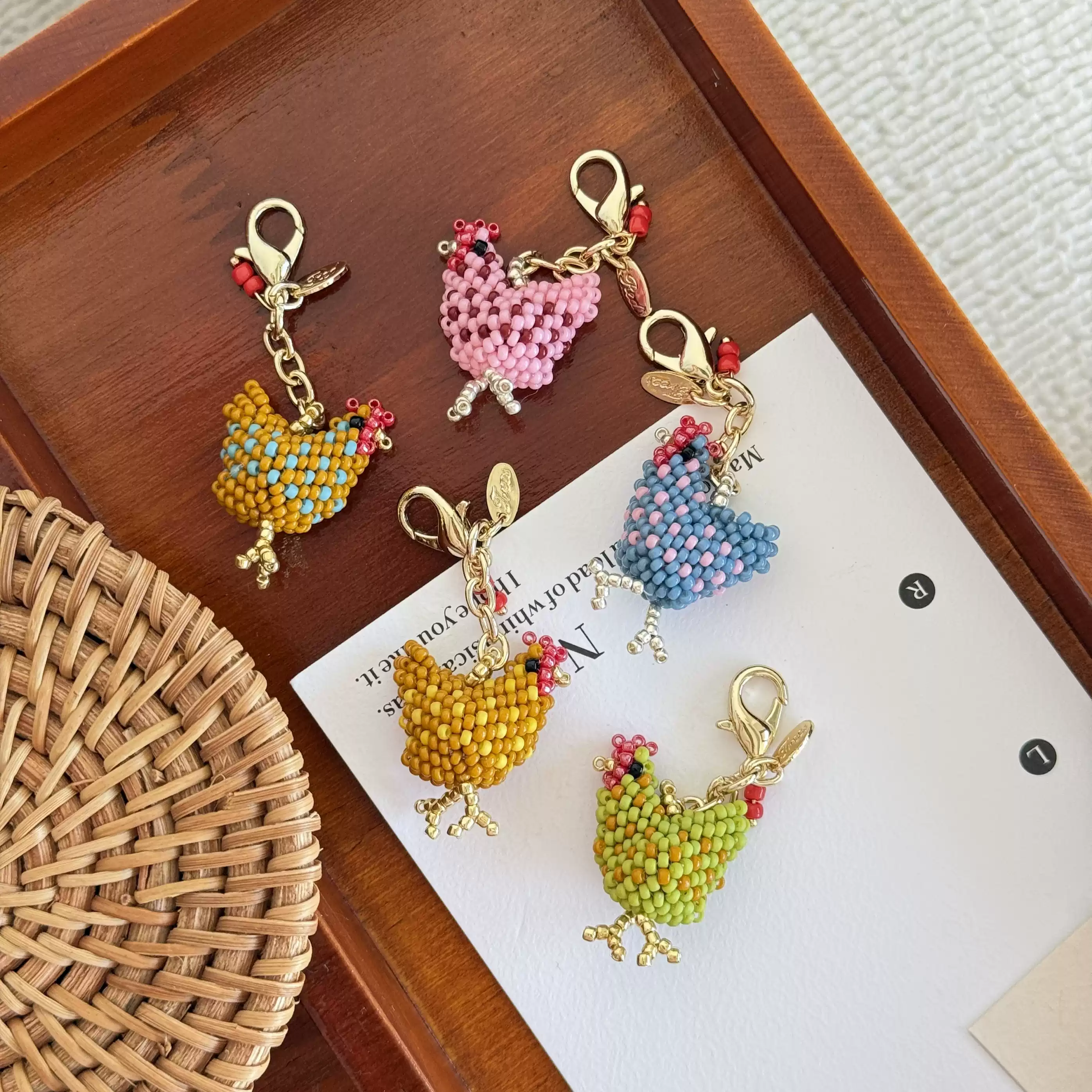 Heart-Shaped Chicken Beaded Bag Zipper Pendant Dopamine Color Matching Women's Bag Pendant Mobile Phone Chain - soufeelmy