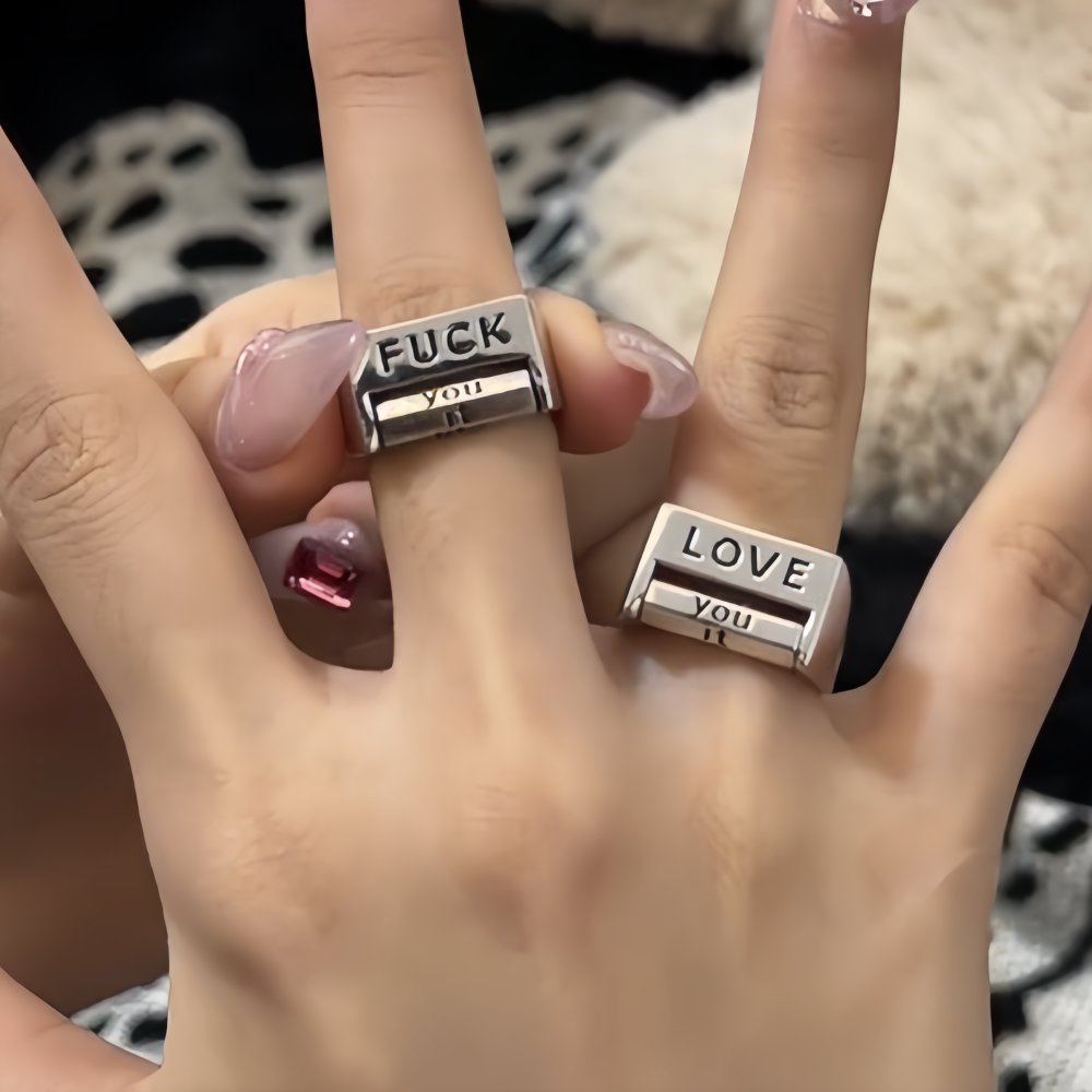 Love Everything Ring Rotatable Decompression Ring Fuck Everything Adjustable Mood Ring - soufeelmy