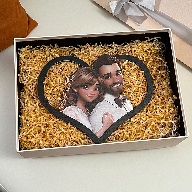 Personalized cartoon style photo heart-shaped frame - soufeelmy