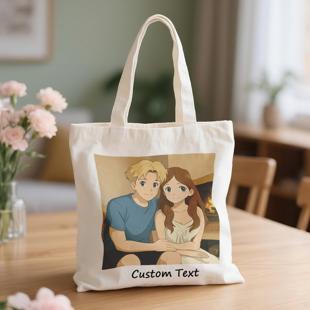 Custom Photo Canvas Bag Personalized Cartoon Anime Effect Photo Engraving Canvas Bag Unique Gift - soufeelmy