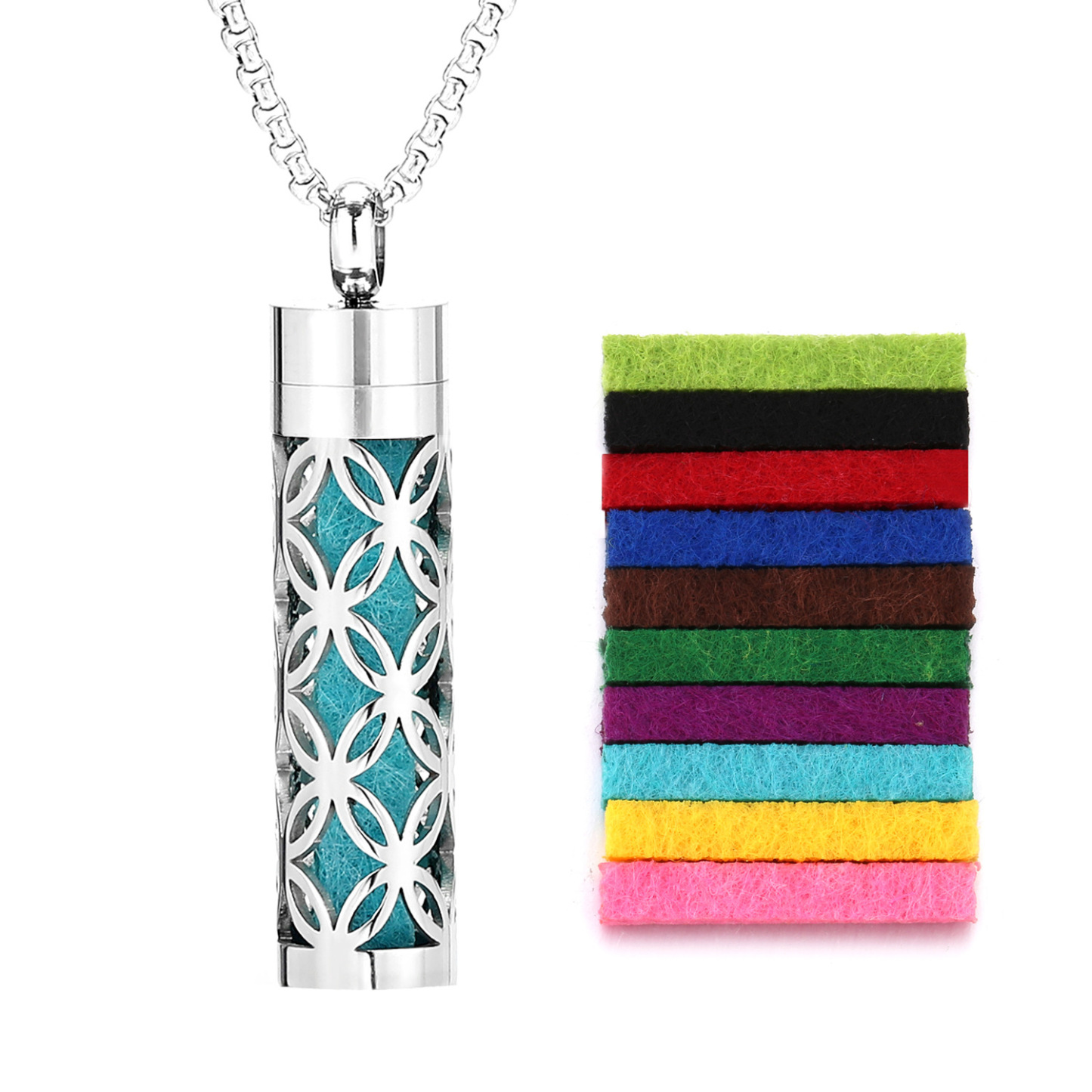 Perfume Diffuser Necklace Essential Oil Aromatherapy Stainless Steel Necklace Vertical Fragrance Pendant Necklace - soufeelmy