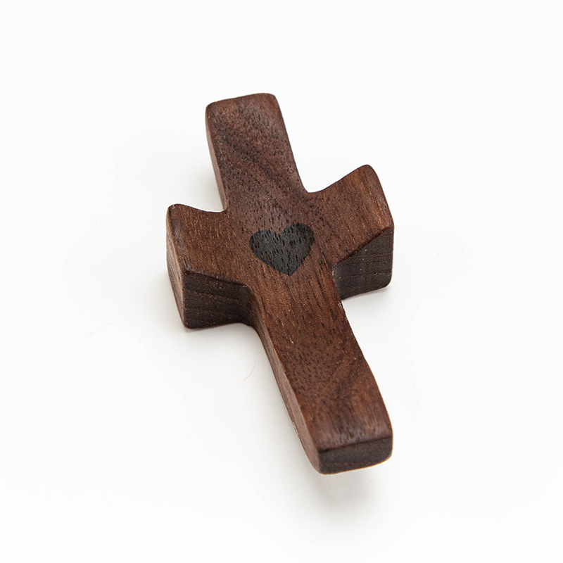 Black Walnut Comfort Cross, Thumb Cross Pocket Anxiety-Relief Prayer Cross, Christian Gift - soufeelmy