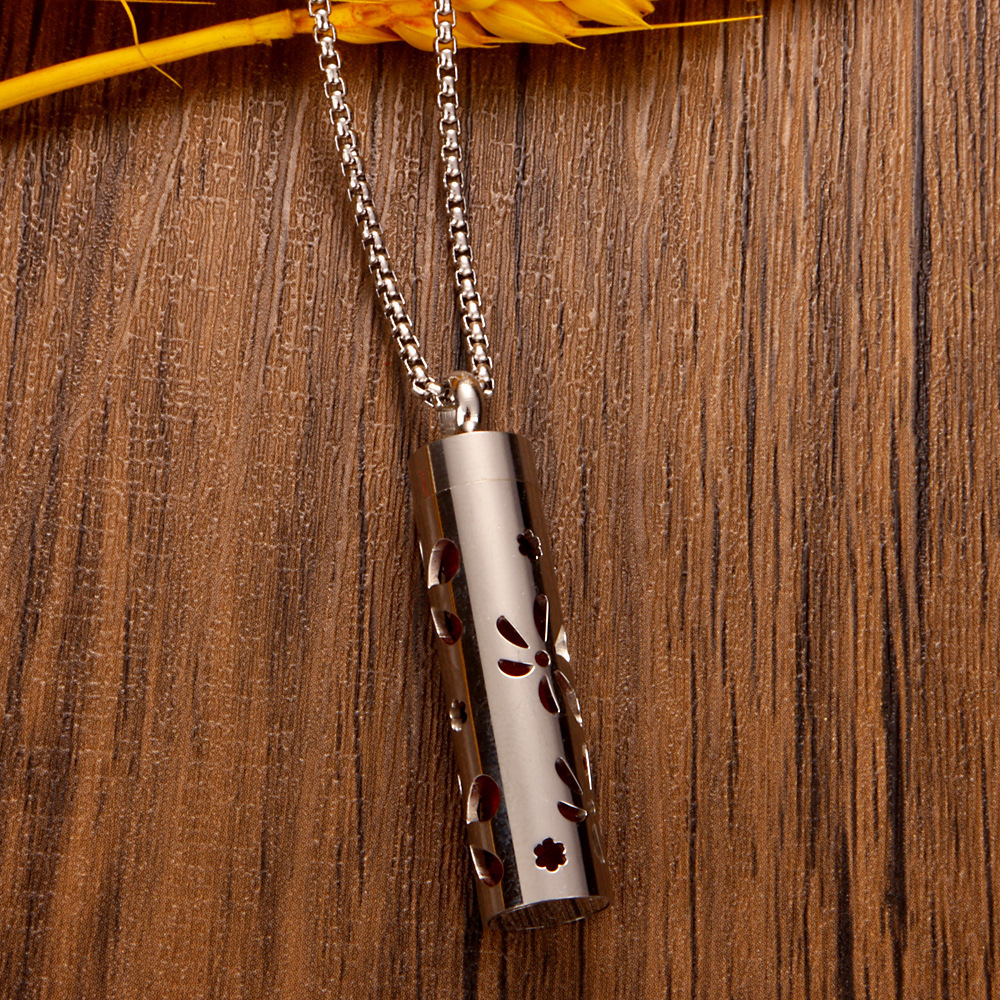 Perfume Diffuser Necklace Essential Oil Aromatherapy Stainless Steel Necklace Vertical Fragrance Pendant Necklace - soufeelmy