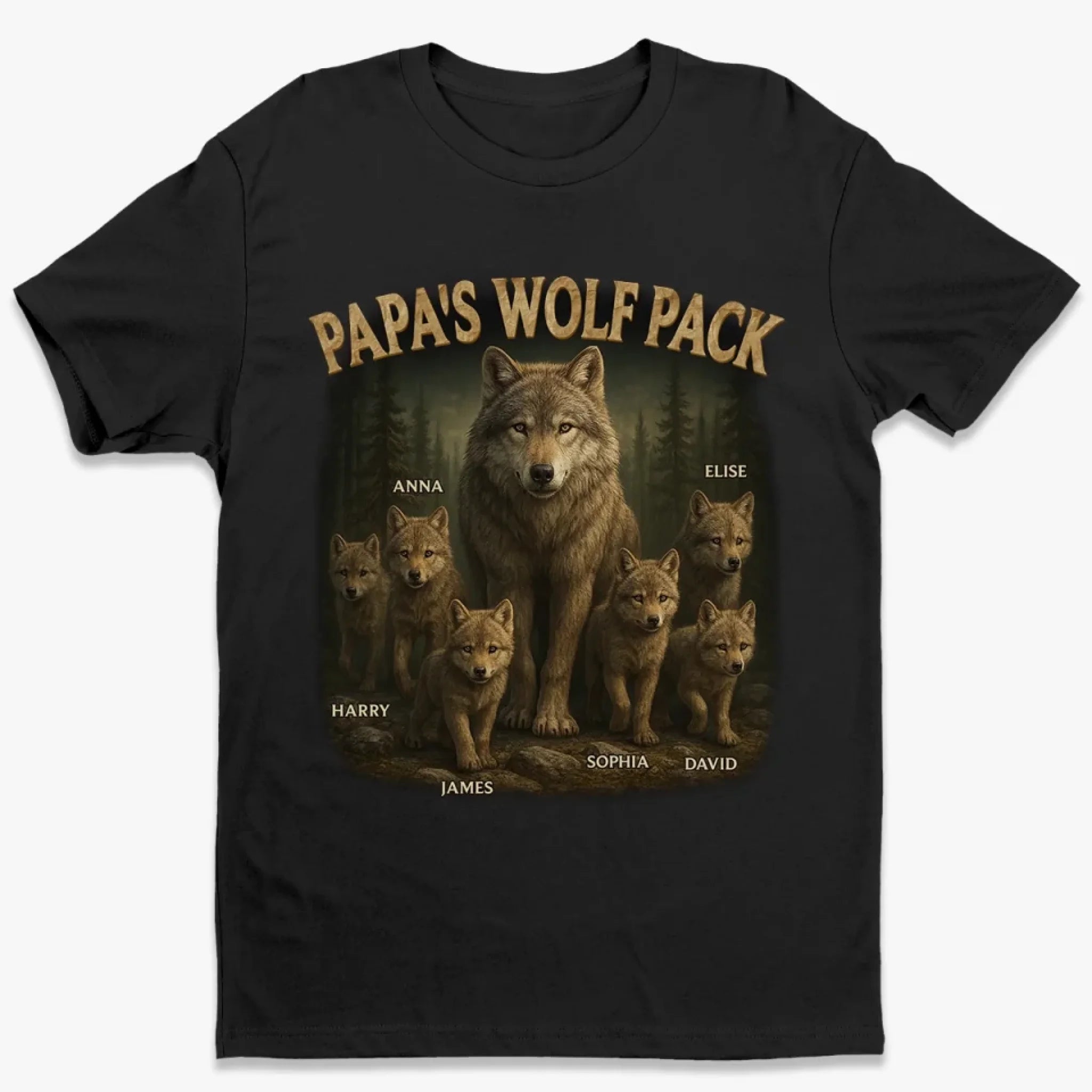 Papa's Wolf Pack - Family Personalized Custom Unisex T-shirt, Premium T-shirt, Hoodie - Father's Day, Gift For Dad, Grandpa - soufeelmy