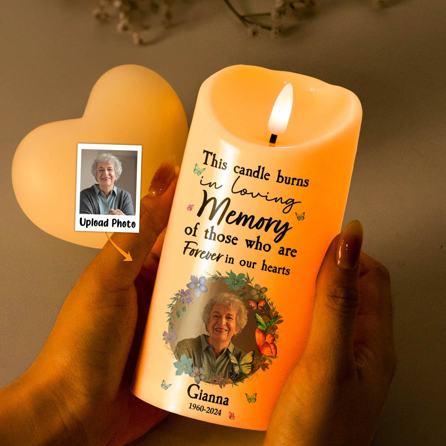 Personalized Photo LED Candle This Candle Burns In Loving Memory Memorial Gift for Grandma - soufeelmy