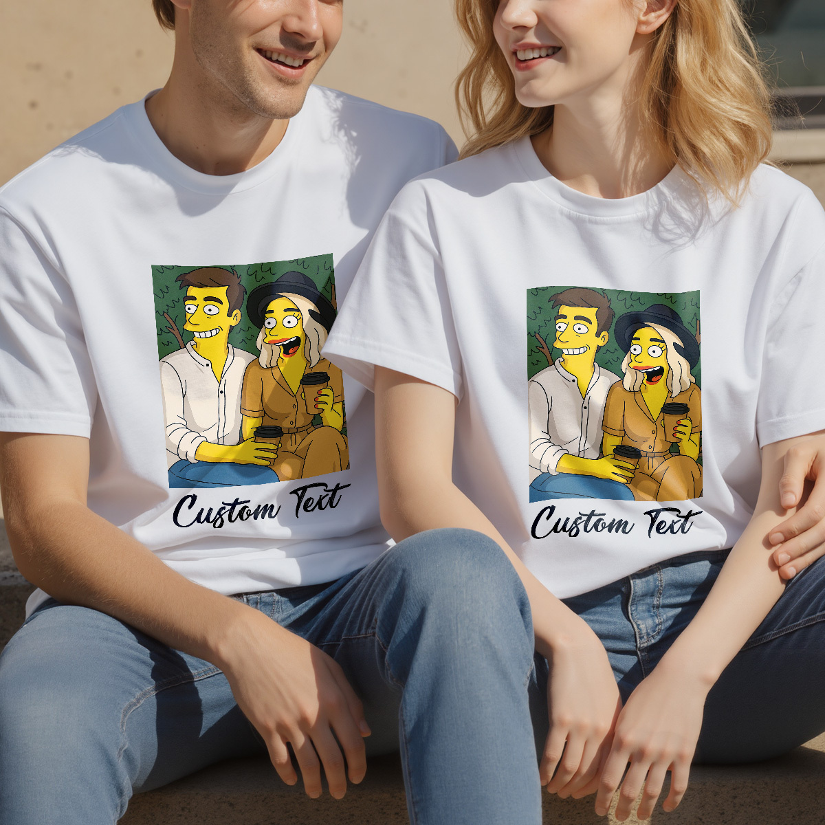 Custom Cartoon Style Photo T-Shirt Personalized Anime Portrait Tshirt with Custom Text Gift for Mom - soufeelmy