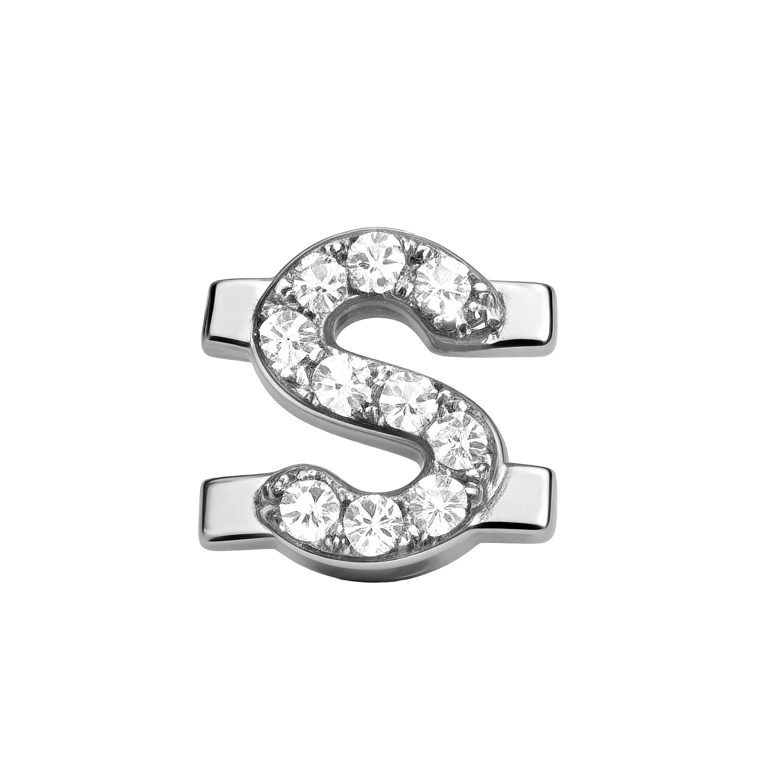 Letter With Diamond S Charm - Silver - soufeelmy